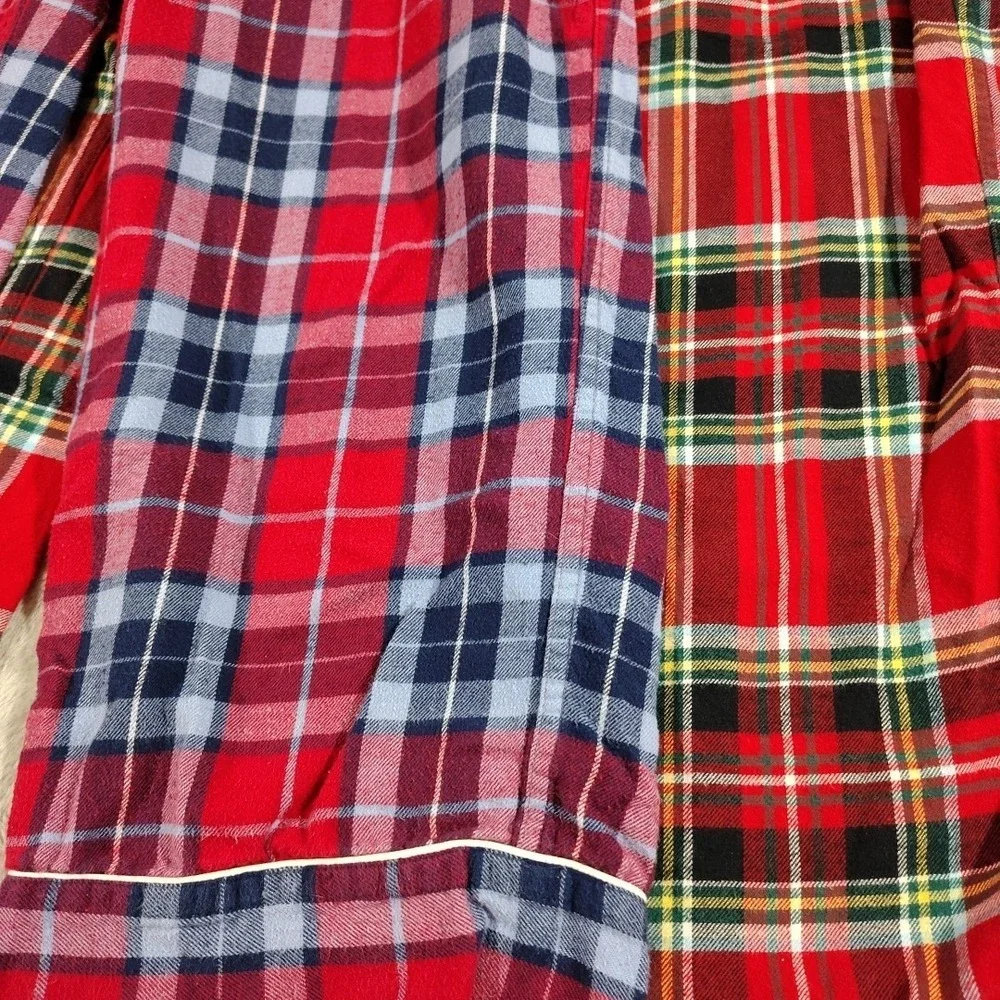 Lot‎ O 2 Lands' End Flannel Pajama Pants Ladies L Red Plaid Camping Warm Winter